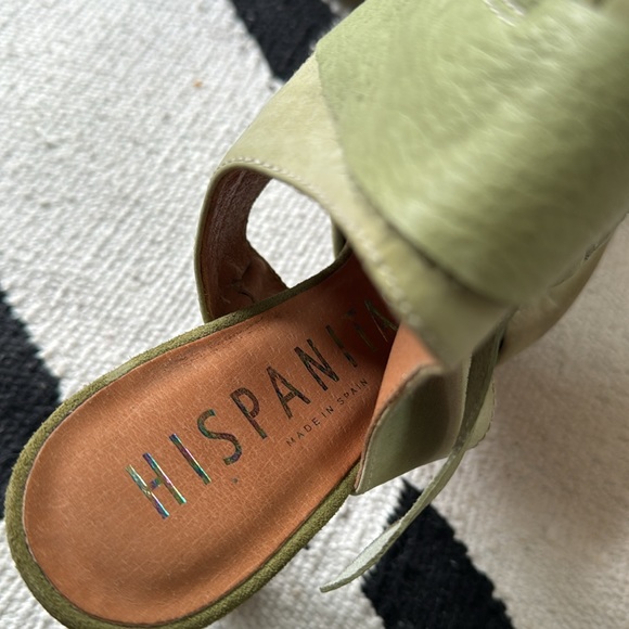 Hispanitas Green Leather suede heels beautiful cone heel wedding date shoes - Picture 2 of 10